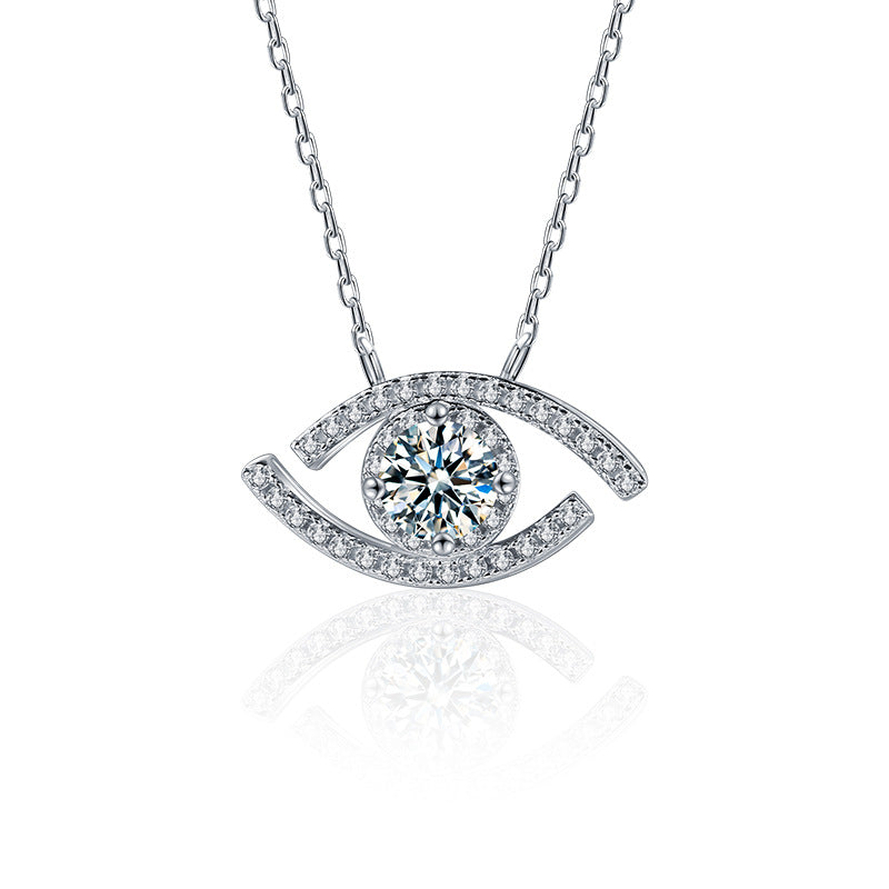 Cross-border necklace 925 pure silver women's moissanite demon eye pendant accessory jewelry high-end collar chain bestseller