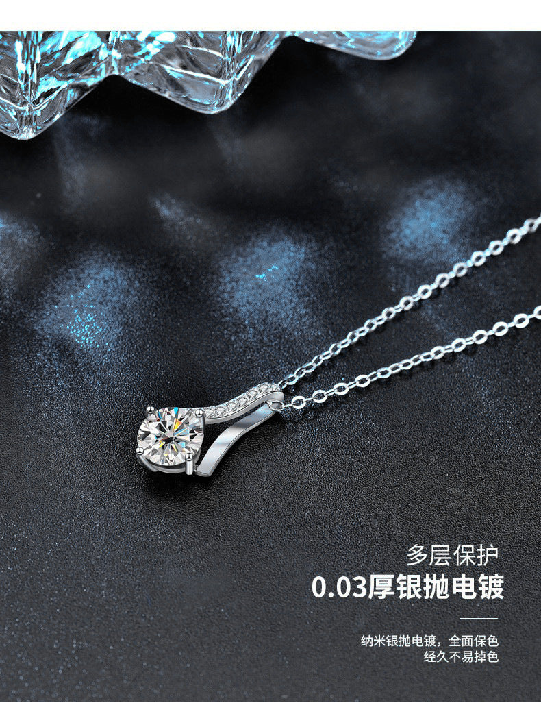925 Sterling Silver Y-Shape Necklace Wholesale for Women 1 Carat Diamond Collar Accessory Moissanite Pendant Jewelry Gift