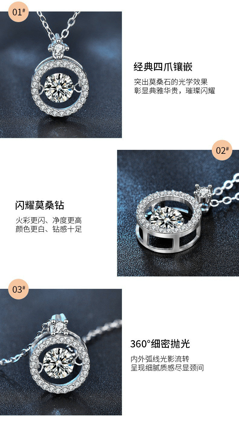Moosan 925 Sterling Silver Necklace, Girls' Summer Basic Unique and Lively Heart Pendant Jewelry
