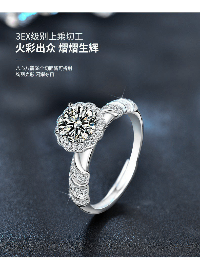Original 925 Sterling Silver Ring, Moissanite Mermaid Princess Open Ring, Unique Couple Ring, 1 Carat Unique Jewelry