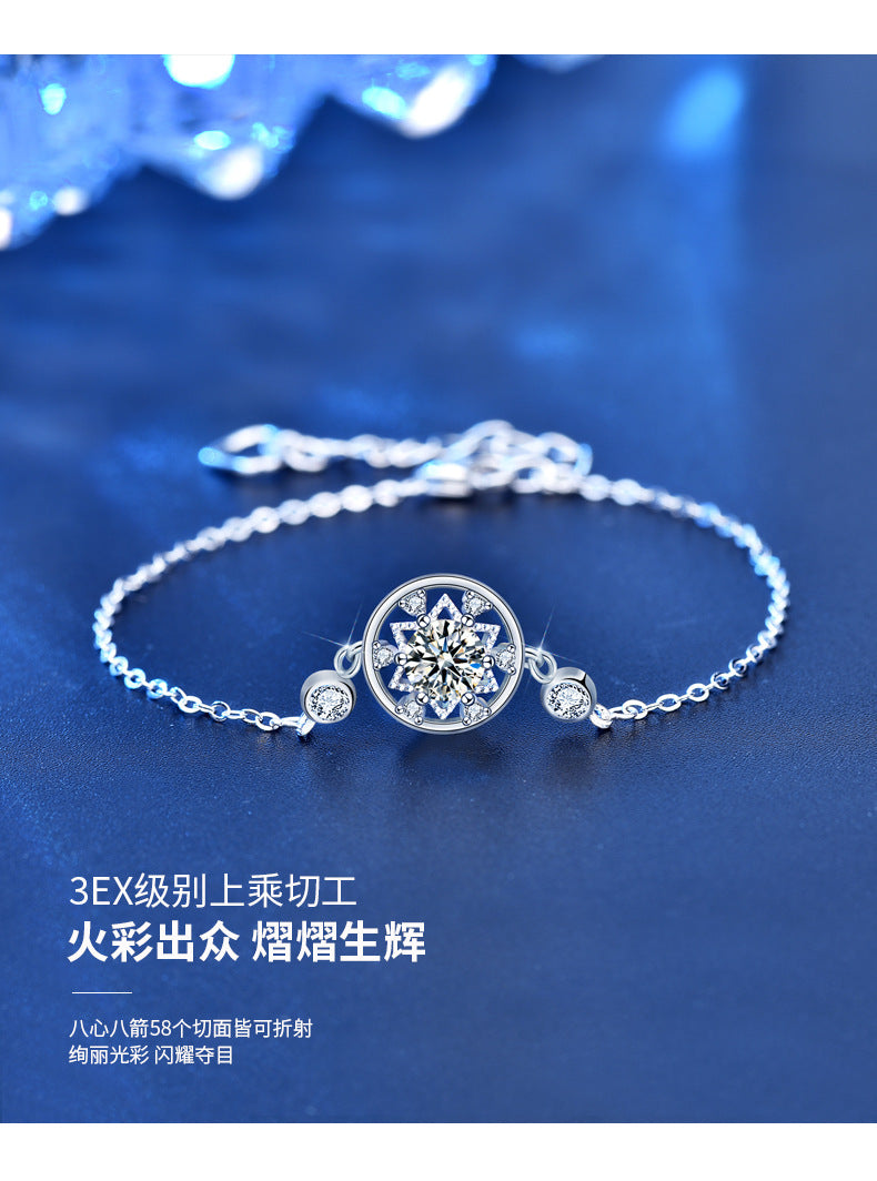 Original Jewelry 925 Sterling Silver Pave Dreamcatcher Bracelet Fashion Round Moissanite Jewelry Student Bestie Gift