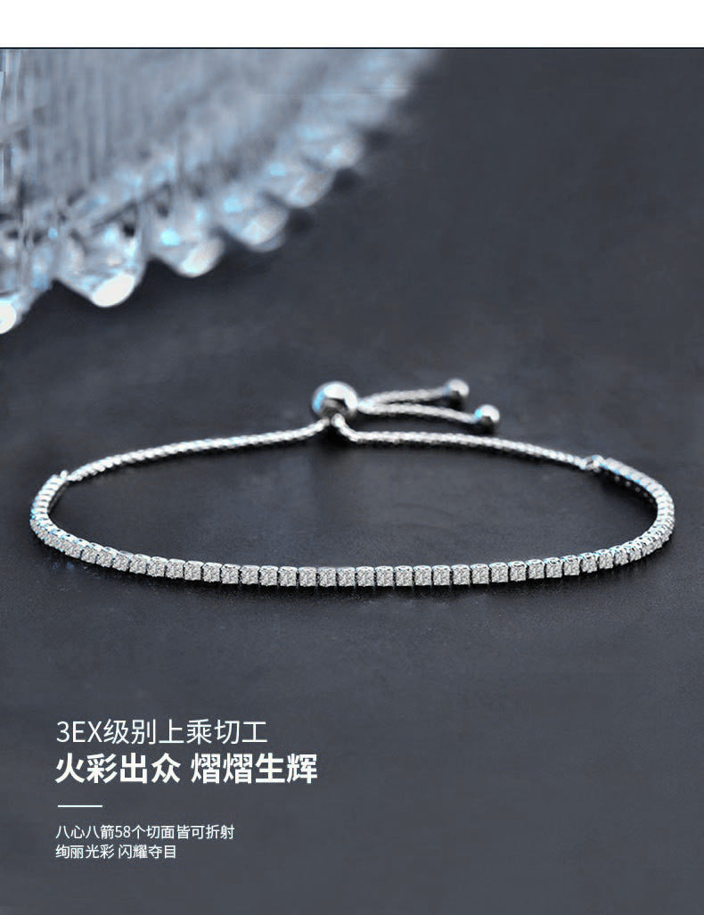 Moissanite jewelry, women's accessories, pure silver luxury jewelry, straight line diamond bracelet