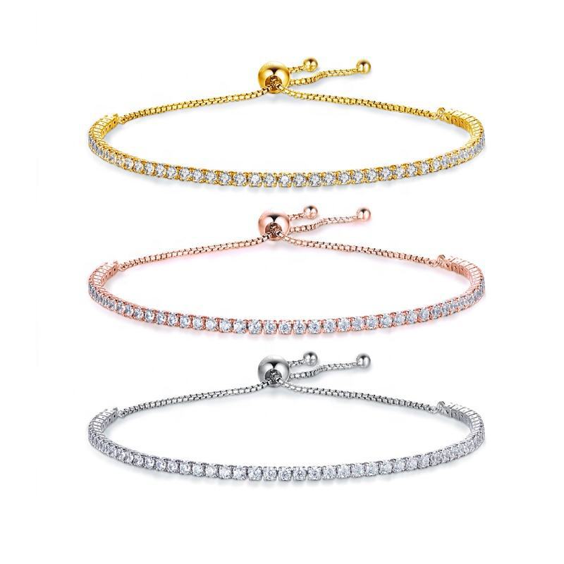 925 Silver Zircon Full Diamond Bracelet Adjustable Push Pull Hand Jewelry Versatile Trendy Bracelet Handmade Jewelry Wholesale