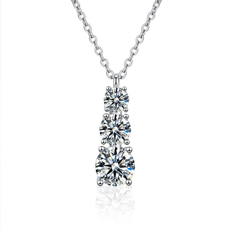 925 Sterling Silver Pendant Accessories Three Lives Three Worlds Necklace Women's Versatile High-End Moissanite D Color