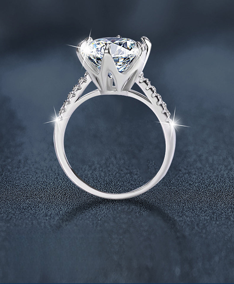 Moissanite S925 Silver Ring Women's High-End Exaggerated Hand Jewelry European and American Cross-Border Jewelry Silver Jewelry Wholesale