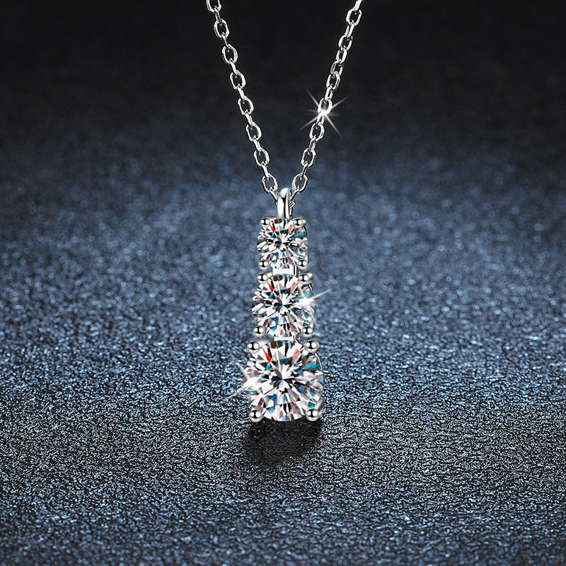 925 Sterling Silver Pendant Accessories Three Lives Three Worlds Necklace Women's Versatile High-End Moissanite D Color