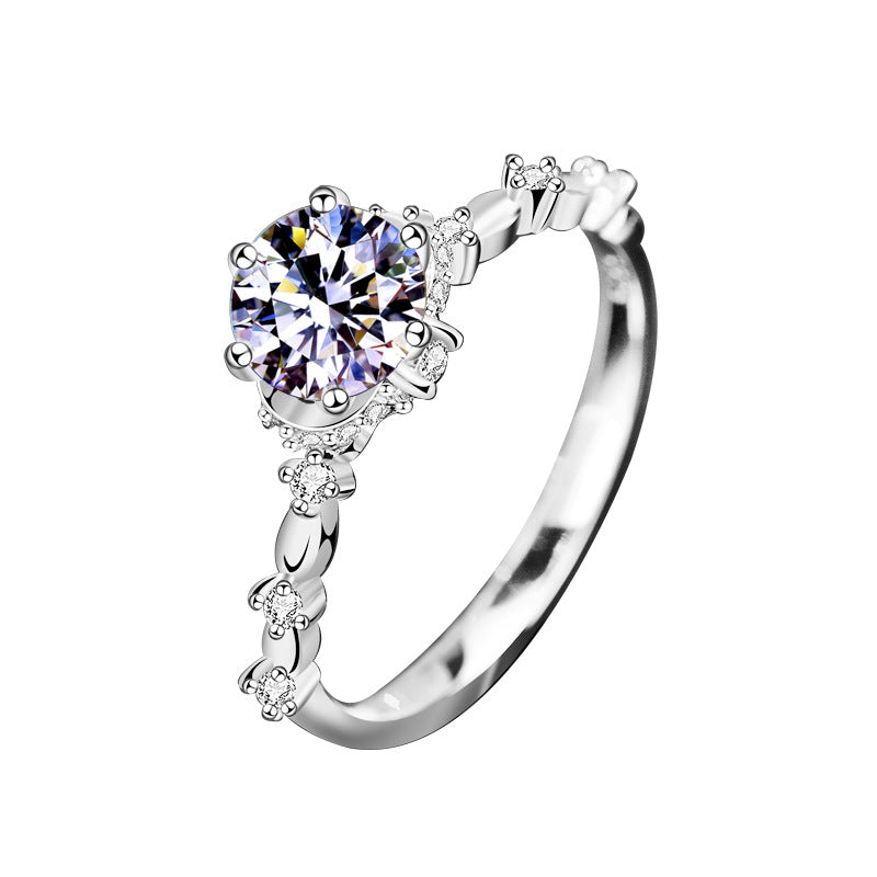 Bridal Bouquet Ring for Women 1 Carat 925 Sterling Silver Setting Moissanite Ring Holder Floral Minimalist Jewelry