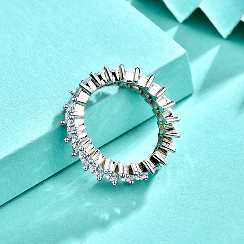 Oval Zircon Ring, 925 Pure Silver Ring, Women's Closed Ring, European and American Style Personalized Jewelry