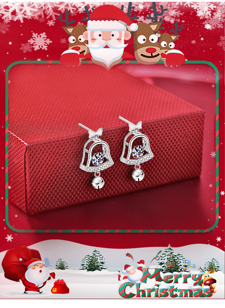 Mossianite Christmas Bell Earrings Stylish Tassel High-end Earrings 925 Pure Silver Cross-border Earrings