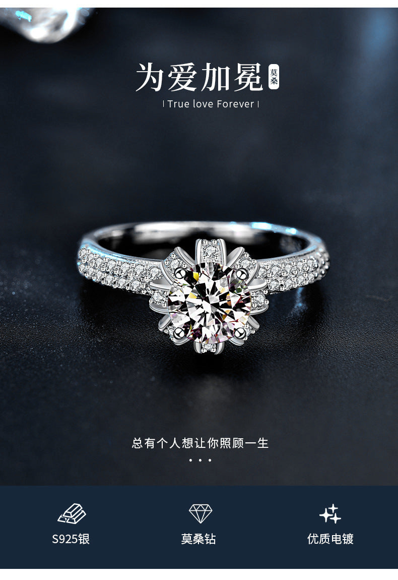 Crowned with love 925 silver moissanite engagement wedding ring single ring for women