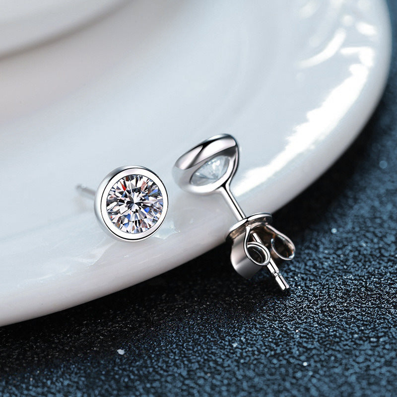 Classic s925 Sterling Silver Bubble Earrings Silver Needle High-end Luxurious Round Zircon Earrings Ear Jewelry ins
