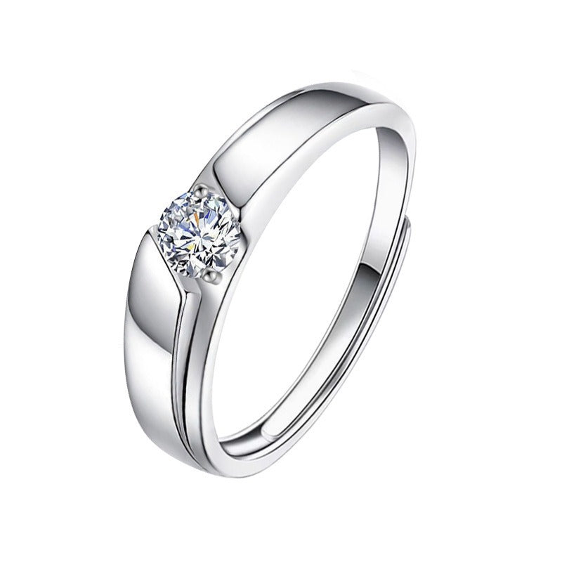 Moissanite couple's ring 925 pure silver cross-border accessory wedding ring simulated wedding ring for women D color niche