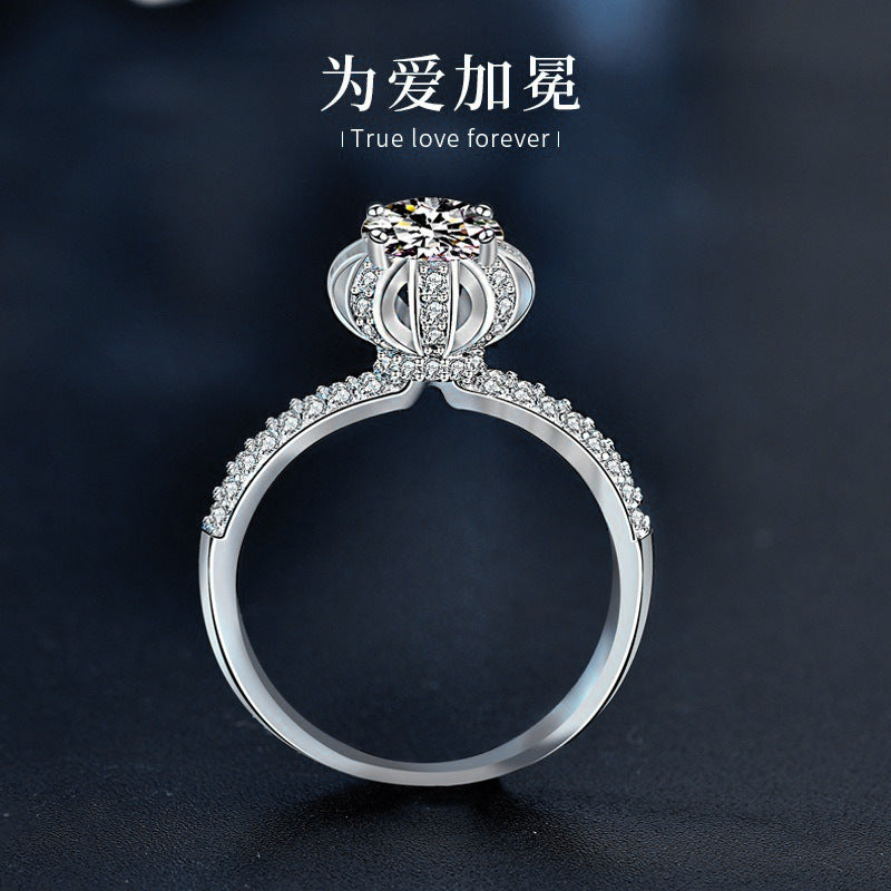 Crowned with love 925 silver moissanite engagement wedding ring single ring for women