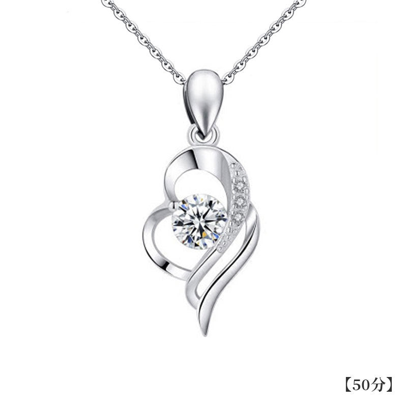 925 Silver Angel Wing Necklace, Women's Ins Style, Moissanite Heart Pendant Jewelry, Couples