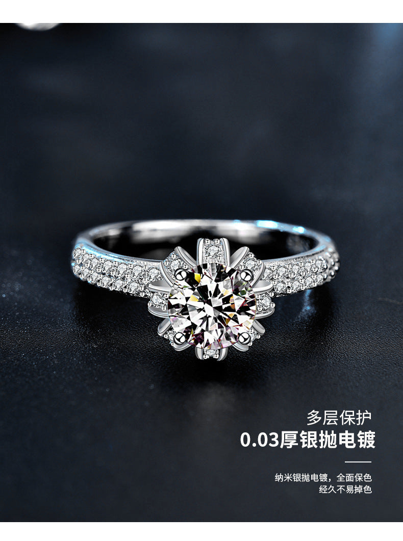 Crowned with love 925 silver moissanite engagement wedding ring single ring for women
