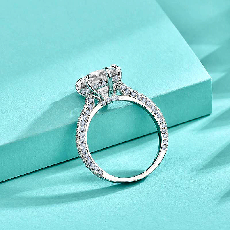 925 Sterling Silver Teardrop Tapered Zircon Ring Women's Exaggerated Personality Dove Egg Five-Claw Diamond Ring Platinum Cross-Border Jewelry