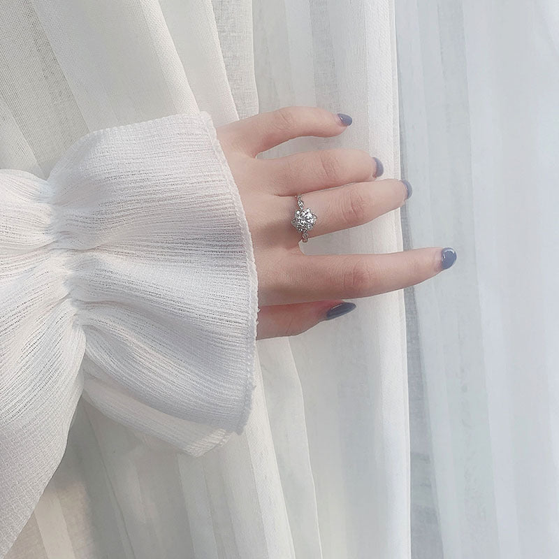 Original 925 Sterling Silver Ring for Women, Minimalist Moissanite Hand Jewelry, Unique Hexagram Fashion Engagement Ring
