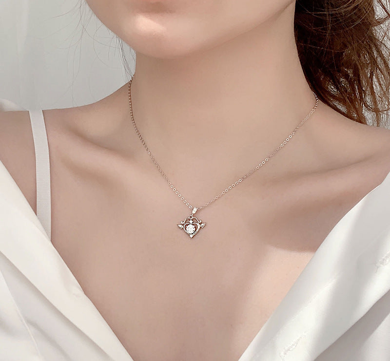 Moissanite Diamond Cupid's Arrow Necklace for Women, 925 Sterling Silver Collar Chain, Personality Creative 520 Silver Pendant Jewelry