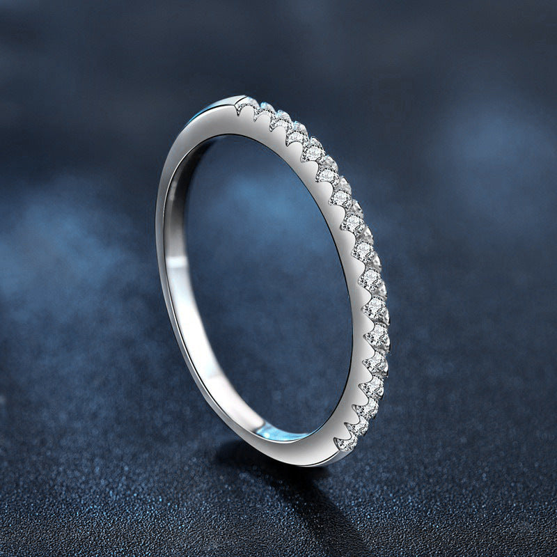 Simple Diamond Ring for Japan and South Korea, 925 Silver Moissanite Ring, Cold Ins Diamond Personal Ring, Women's Tail Ring