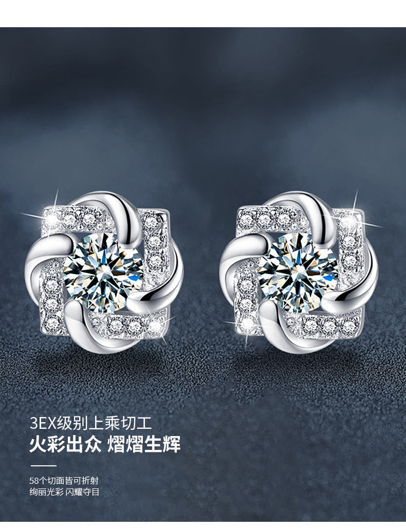 S925 Sterling Silver Moissanite Windmill Earrings, Unique Style, Fashionable High-end Design Earrings, Earrings