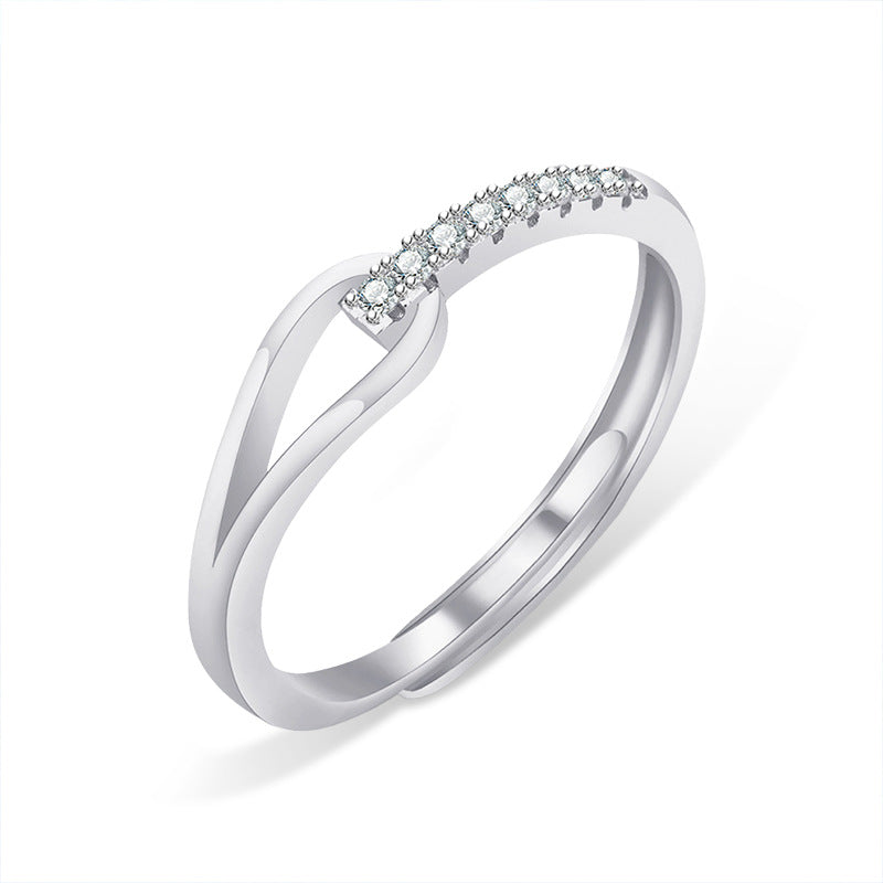 Mossianite 925 Silver Hollow Ring, Color-Lasting, Unique Design, Cold Style, Open Ring, Cross-border Jewelry