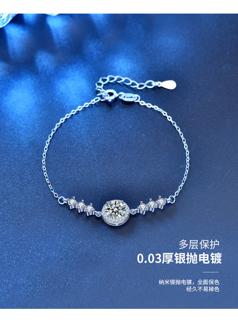 Minimalist Moissanite Bracelet for Women, Ins Style, Starry Sky, Round Package, Elegant and Simple Hand Jewelry, Student Best Friend Birthday Gift