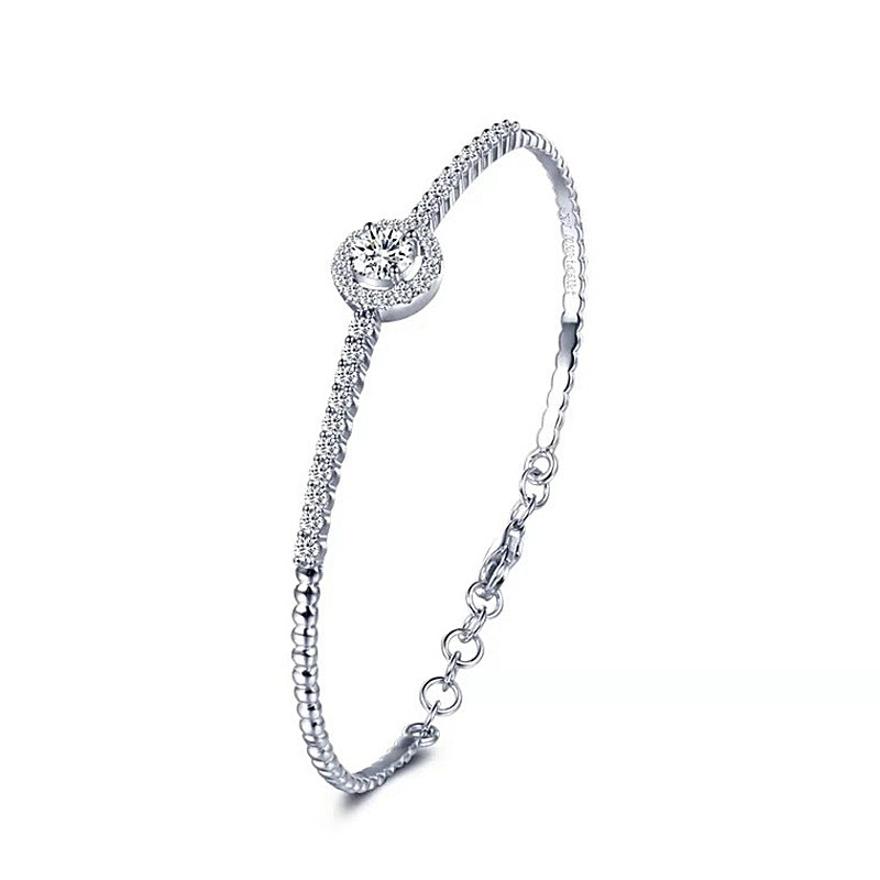 Moissanite 925 silver bracelet, girls' high-end bracelet, open silver bracelet, silver ring, Goddess Day gift accessory