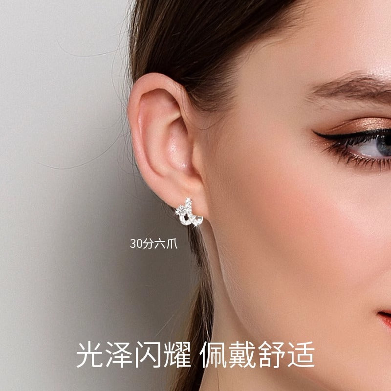 S925 Sterling Silver Earrings Women's Moissanite Stud Earrings Light Luxury High-End Cross-Border European and American Earrings