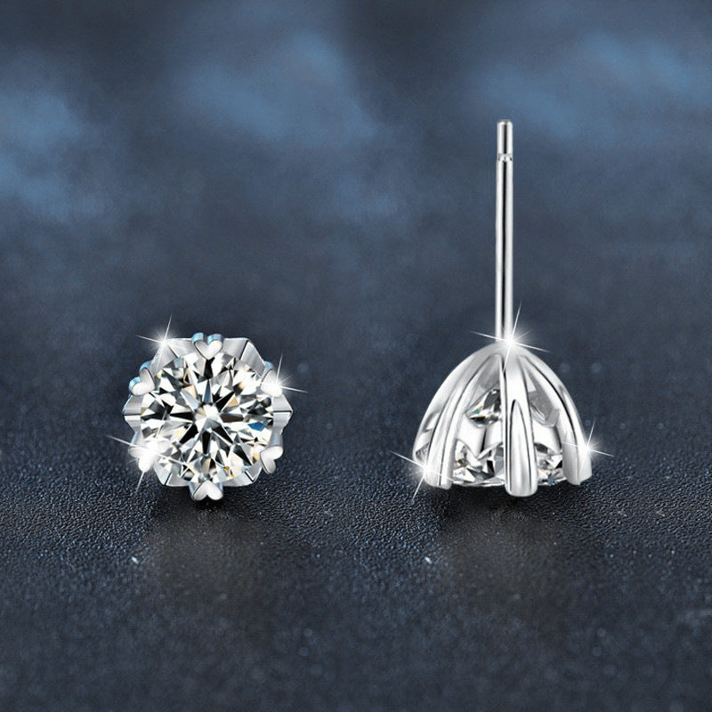 925 Silver Moissanite Snowflake Earrings, Luxurious and Unique Design Earrings, Christmas Accessories