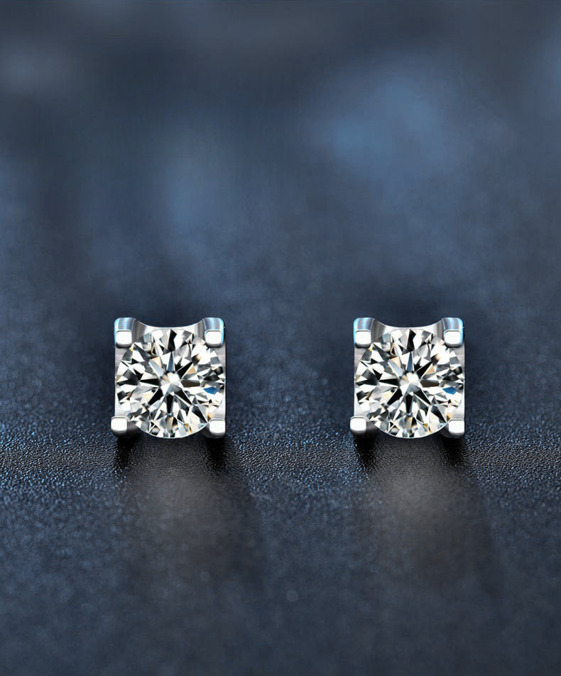 2024 New Stud Earrings 925 Sterling Silver Korean Style Women's Earrings Simple Moissanite Diamond Bull Head Earrings Retro Temperament Jewelry