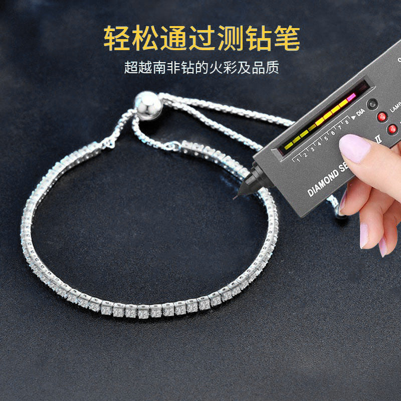 Moissanite jewelry, women's accessories, pure silver luxury jewelry, straight line diamond bracelet