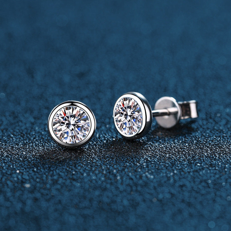 Classic s925 Sterling Silver Bubble Earrings Silver Needle High-end Luxurious Round Zircon Earrings Ear Jewelry ins
