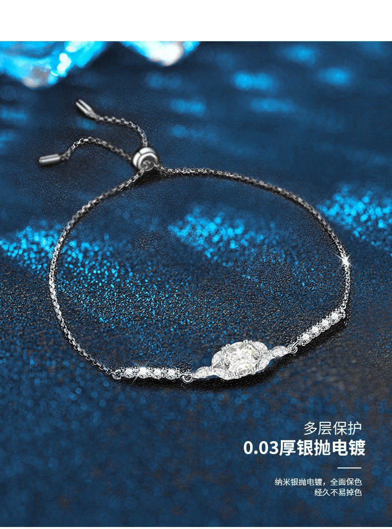 Moissanite bracelet for women, unique and versatile design, 925 pure silver accessory, DIY bracelet