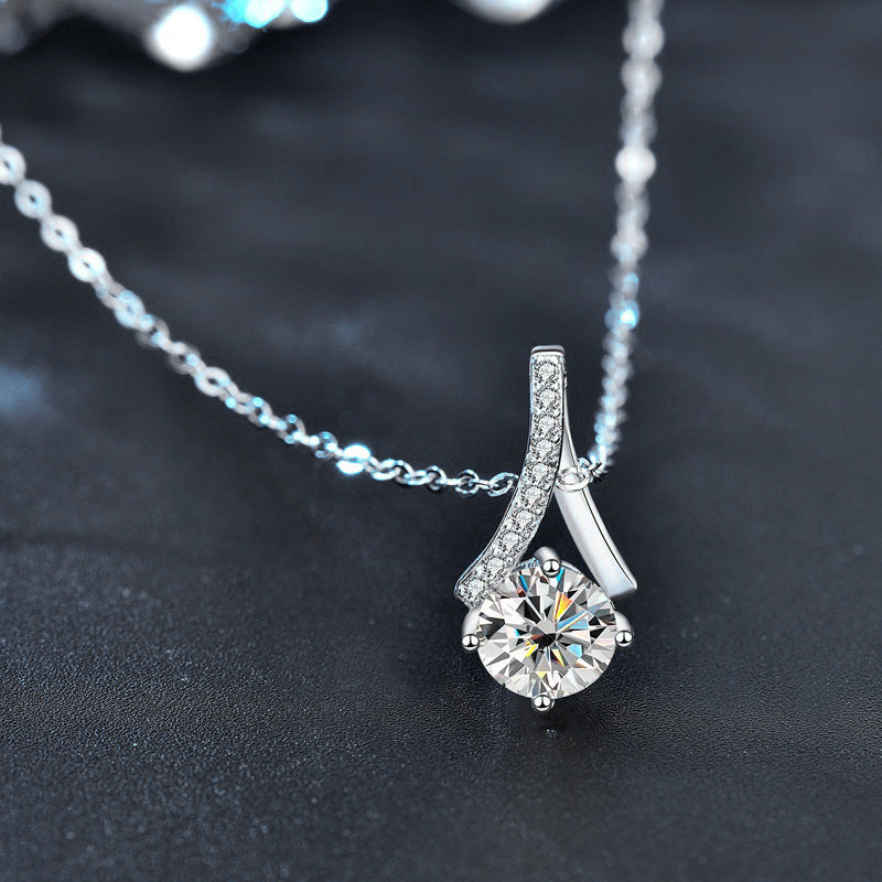 925 Sterling Silver Y-Shape Necklace Wholesale for Women 1 Carat Diamond Collar Accessory Moissanite Pendant Jewelry Gift