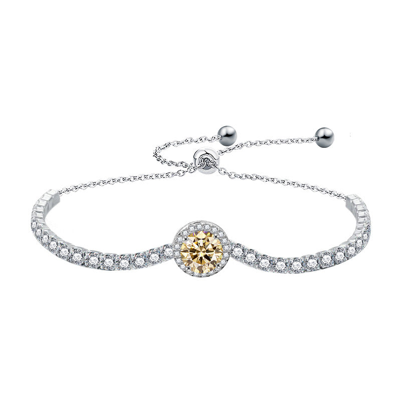 Cross-border 925 Sterling Silver Starry Sky Bracelet for Women, Light Luxury Niche Design Moissanite Jewelry