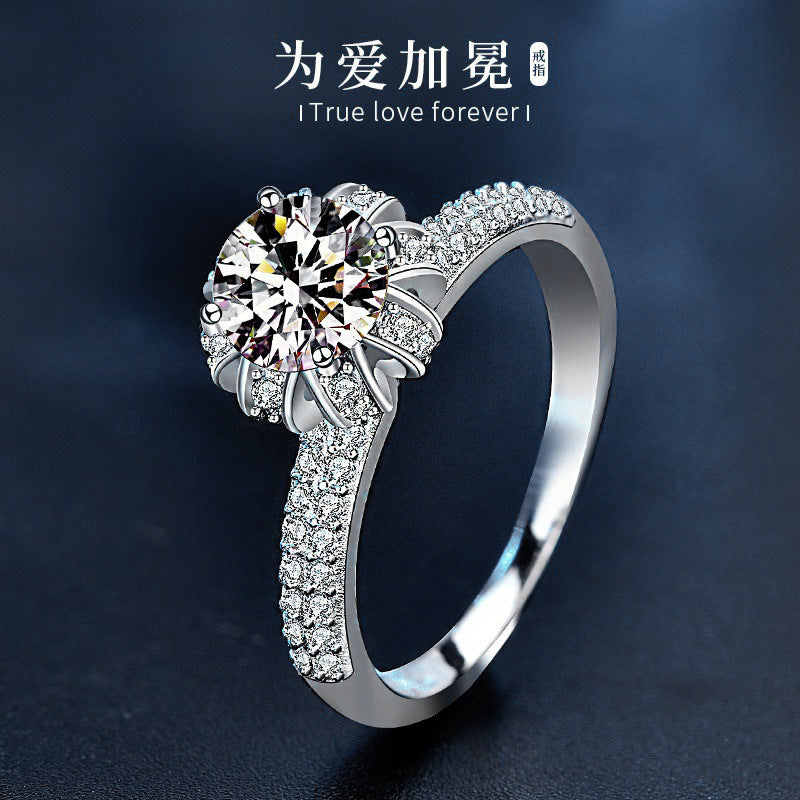 Crowned with love 925 silver moissanite engagement wedding ring single ring for women