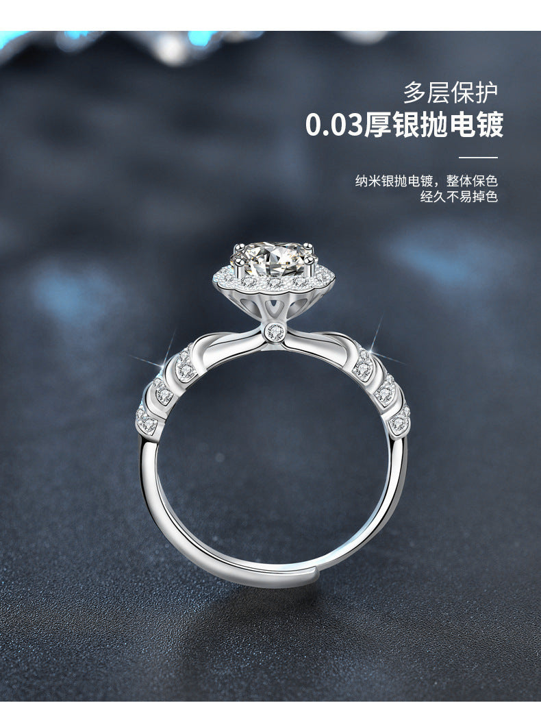 Original 925 Sterling Silver Ring, Moissanite Mermaid Princess Open Ring, Unique Couple Ring, 1 Carat Unique Jewelry
