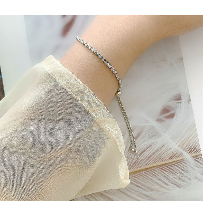 Moissanite jewelry, women's accessories, pure silver luxury jewelry, straight line diamond bracelet