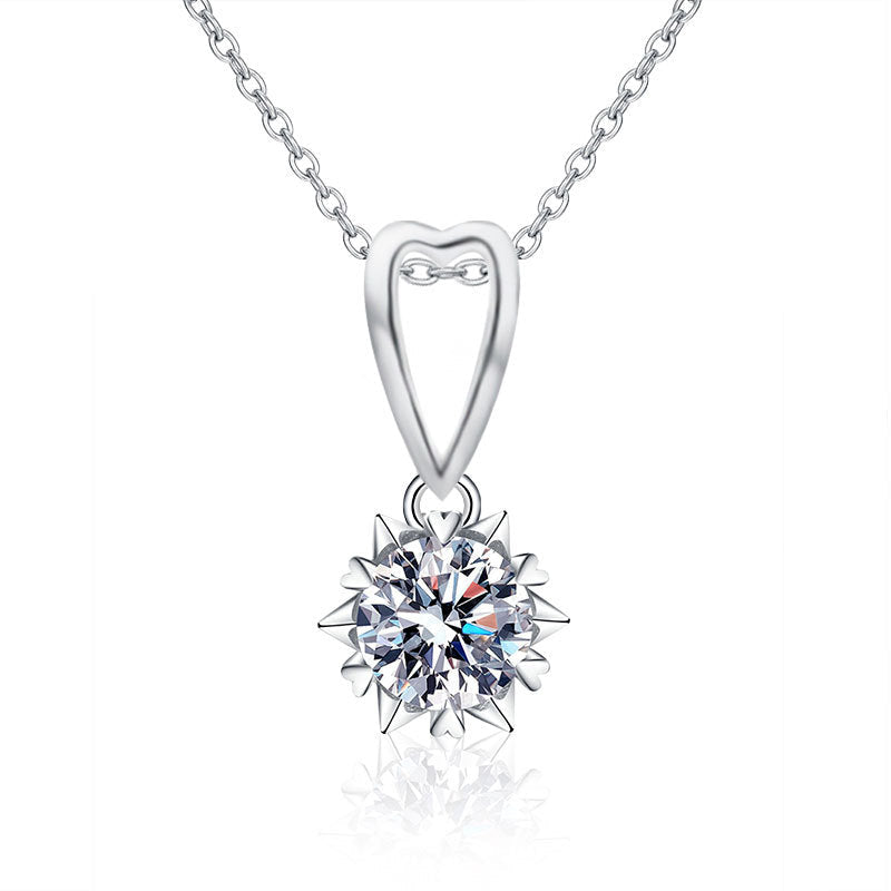Best-selling 925 pure silver moissanite snowflake necklace, color-fast female pendant, luxury and exclusive high-end collar necklace