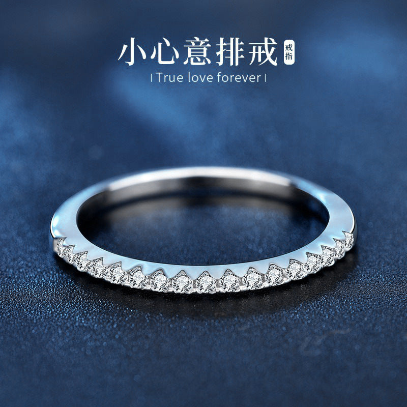 Simple Diamond Ring for Japan and South Korea, 925 Silver Moissanite Ring, Cold Ins Diamond Personal Ring, Women's Tail Ring