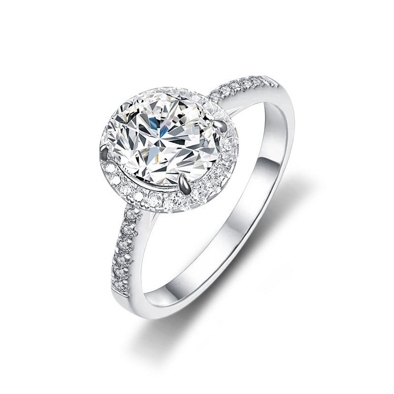 New cross-border accessories 925 sterling silver exaggerated ring women's European and American diamond ring Moissanite pigeon egg D color finger ring
