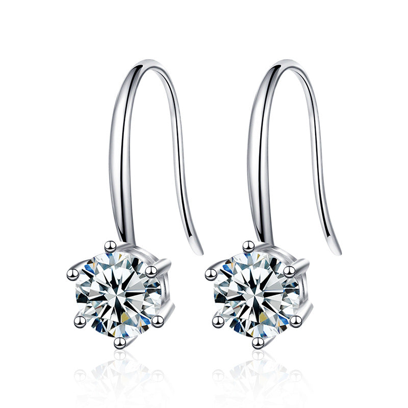 Moissanite Classic Six-Piece Earrings Pure Silver 925 Silver Accessories Korean Dongdaemun Earrings High-End Ear Hooks Accessories