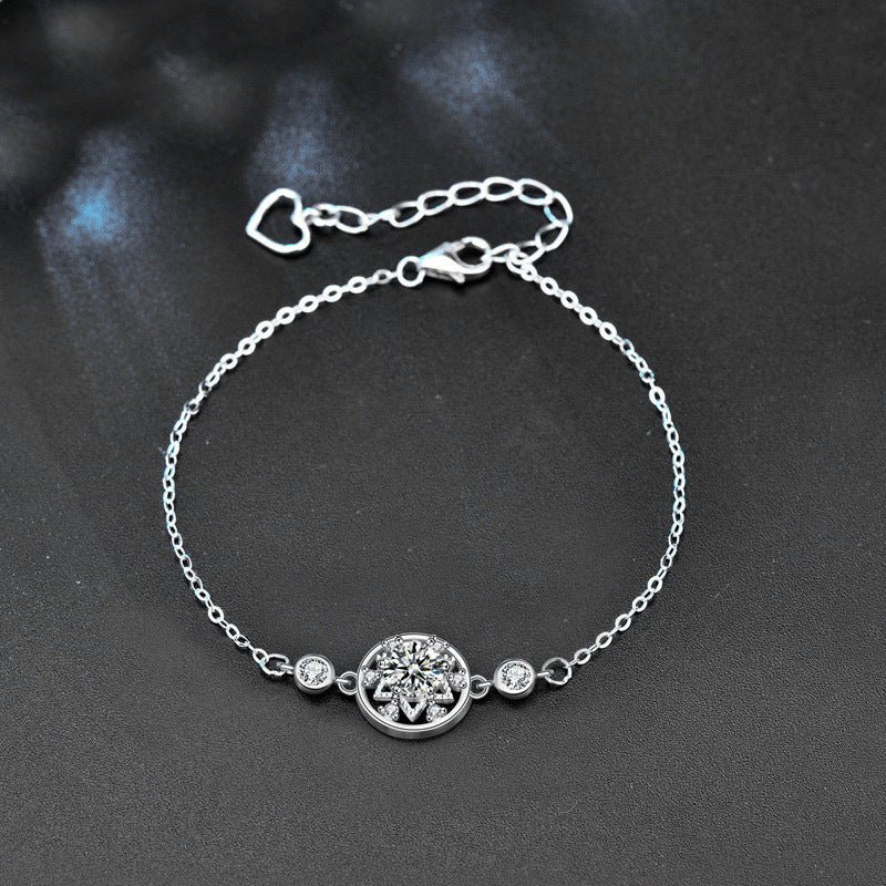 Original Jewelry 925 Sterling Silver Pave Dreamcatcher Bracelet Fashion Round Moissanite Jewelry Student Bestie Gift
