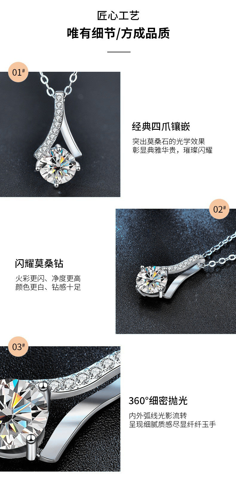 925 Sterling Silver Y-Shape Necklace Wholesale for Women 1 Carat Diamond Collar Accessory Moissanite Pendant Jewelry Gift