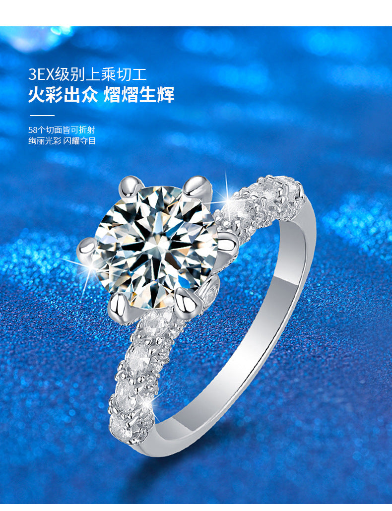 925 sterling silver moissanite diamond ring with 2 carats