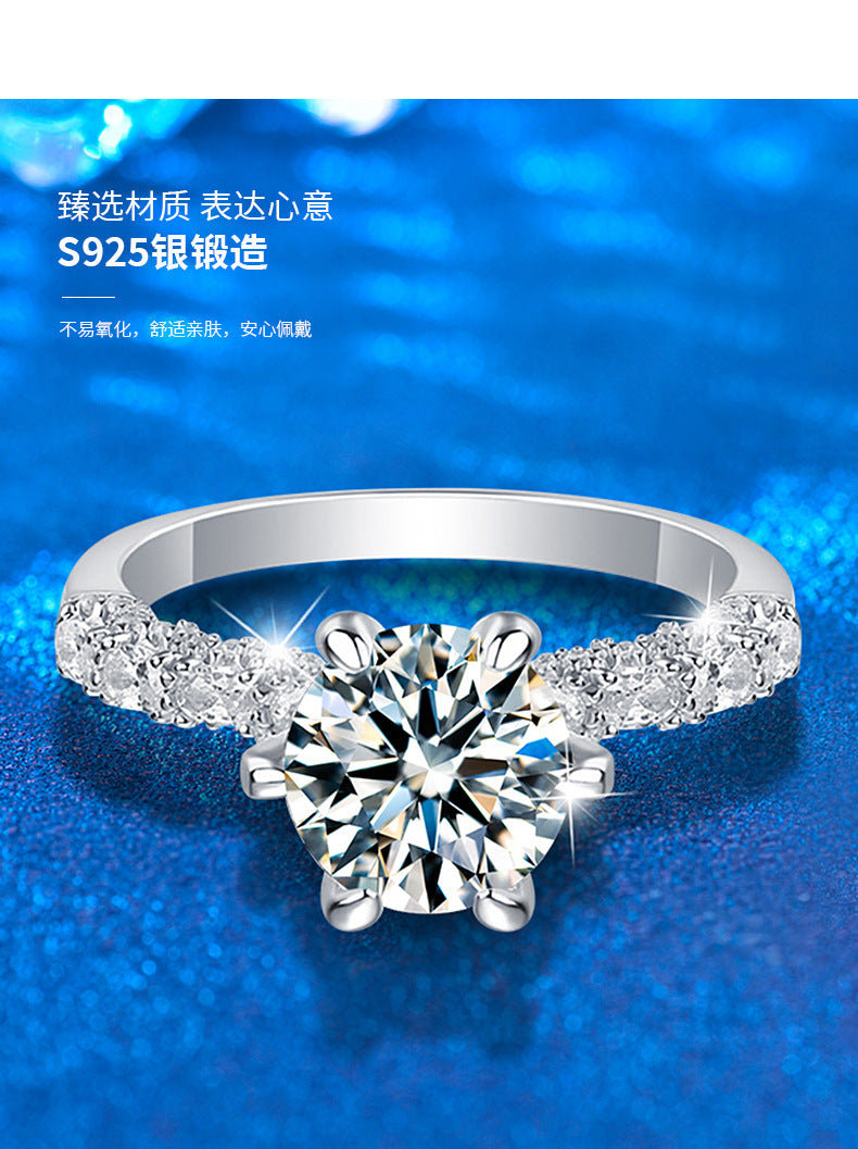 925 sterling silver moissanite diamond ring with 2 carats