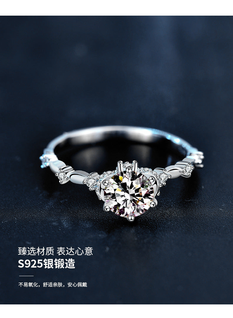 Bridal Bouquet Ring for Women 1 Carat 925 Sterling Silver Setting Moissanite Ring Holder Floral Minimalist Jewelry