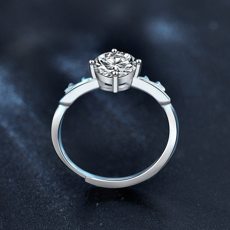 "With You Deer" Moissanite Open Ring 925 Sterling Silver Korean Style Mori Girl Antler Women's Ring Christmas Gift Jewelry