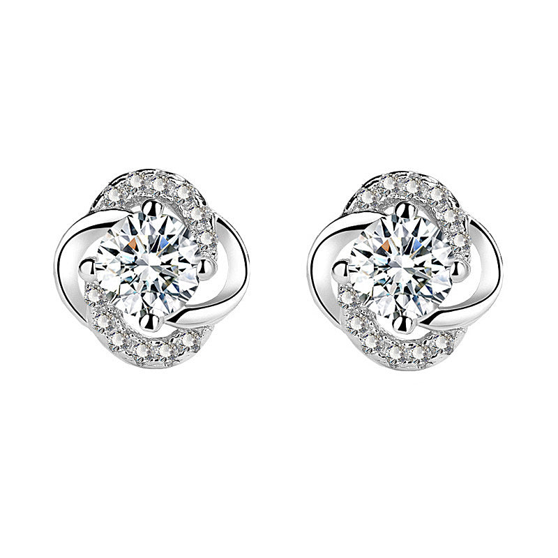 925 Silver Jewelry Moissanite Four-leaf Clover Earrings Simple Unique Design Earrings Drop Shipping Accessories Ins