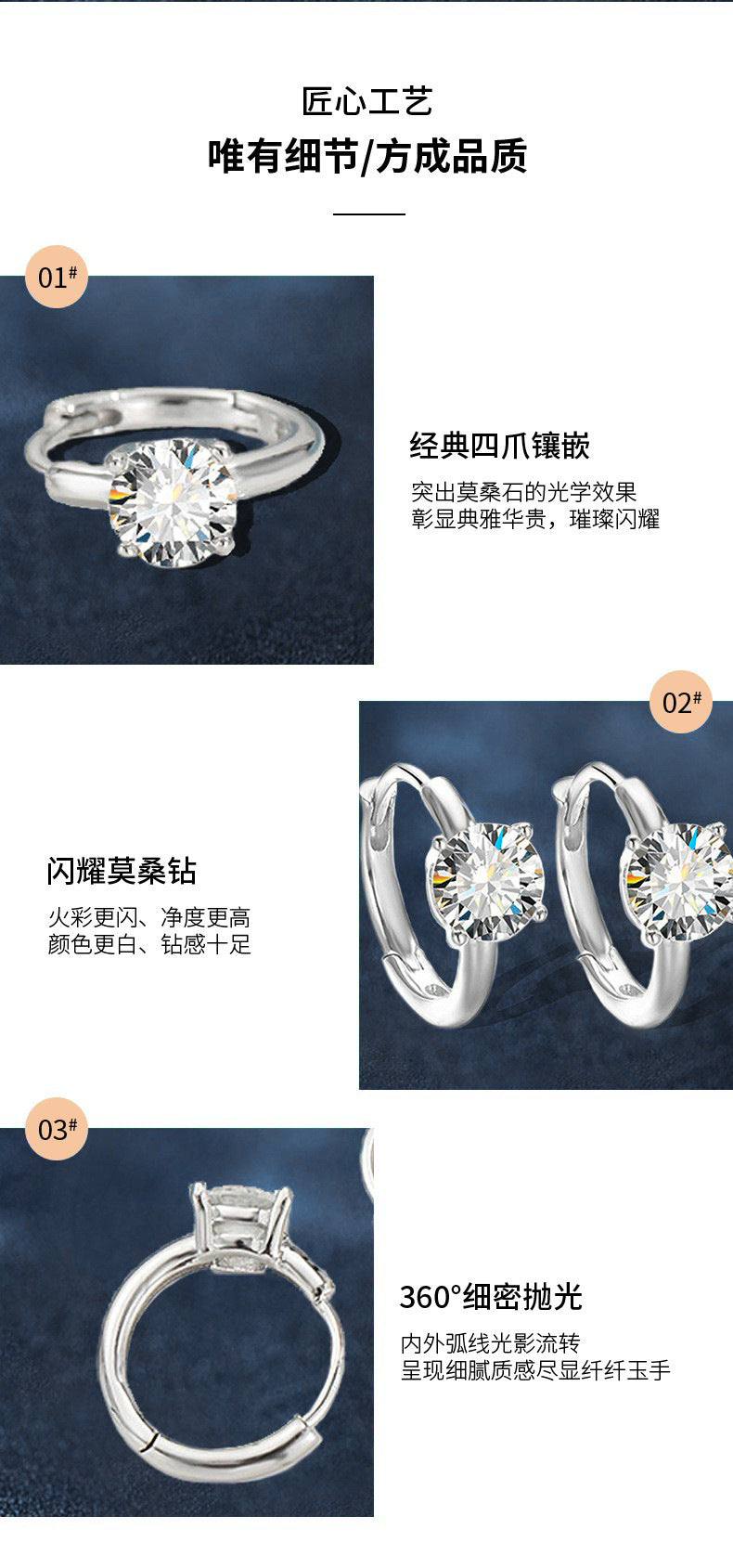 Moissanite S925 Sterling Silver Earrings, Four Claw Simple Elegance Earrings, Lightweight Luxury Fashion OL High-end Earring Clips, Gift for Girlfriend
